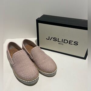 J/Slides Light Pink Nubuck Woven Slip-On Loafers - Size 9, Like New, With Box